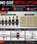 Rivet Nut Tool Kit M3 To M10 With Six Mandrels And Sixty Rivet Nuts Hand Or Drill Compatible Rivnut Setter For Auto And Metal Fabrication Repairs Quick Strong Threaded Inserts, kit layout