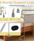 Heavy Duty Bed Rail For Seniors With Non Slip Ergonomic Handle And Handy Storage Pocket showing sturdy support legs.