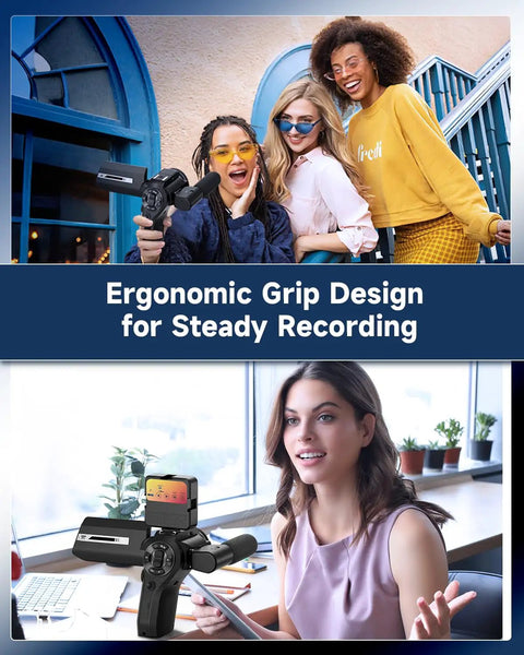 Group using 8K Ultra HD Video Camcorder For YouTube And Live Streaming With 75MP Photos Dual View Recording 16x Zoom WiFi Flip Screen