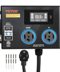Top Tier EV Charger Splitter Switch Nema 14 30 Straight Up Reliable Dual Outlet Power Hub with crisp display and safety breaker.