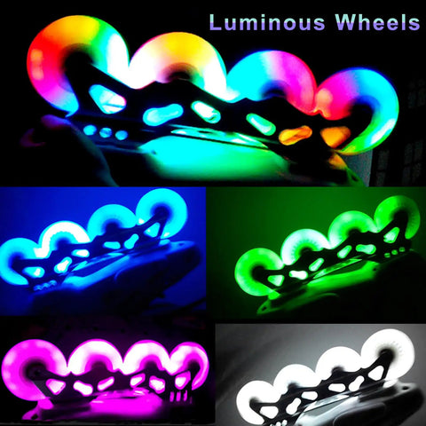 Glow In The Dark Inline Skate Wheels 76mm 80mm with ABEC 9 High Speed Bearings for Indoor and Outdoor Use 4 Pack White 80mm