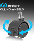 4Pcs 1 Inch Plastic Caster Wheels With Swivel M8 X 13mm Stem, Black Nylon And Metal Construction, 30mm Wheel Diameter
