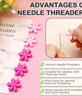 Petal-shaped threaders from 24 Piece Needle Threader Kit With Four Types And Clear Storage Box For Hand Sewing And Sewing Machines