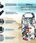 Built Tough Waterproof Dry Bag Backpack 5L To 40L with Floating Phone Pouch, Heavy Duty 500D PVC Tarpaulin, floral design