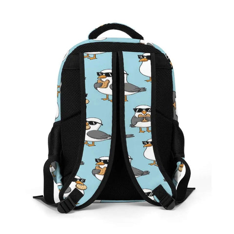 Back view of Cool Seagulls Design Travel Laptop Backpack With Large Capacity Waterproof Durable Daypack for women and men.