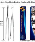 Two Pack 12-Inch Kitchen Tweezers Set, extra long stainless steel fine tweezer tongs for cooking in box, rust resistant and dishwasher safe