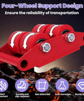 Heavy Duty 4 Pack Machine Skates For Moving Heavy Equipment In Warehouse With Silent Pu Wheels Non Marking And Strong Carbon Steel Frames Built Tough, showing a four-wheel support design.