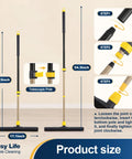 Big Time Heavy Duty Floor Squeegee Scrubber With Adjustable Telescopic Pole And Ergonomic Grip for quick water removal, featuring 17.1 inch head.