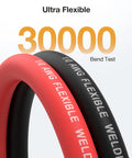 Beefy One-O Gauge Battery Cable With Lugs Dual 10 Foot Red And Black Power Wire High Current Low Resistance Copper Flexible EPDM Jacket 1703 Strands Oxygen Free Copper For Stable Heavy Duty Output, red and black cable bend test