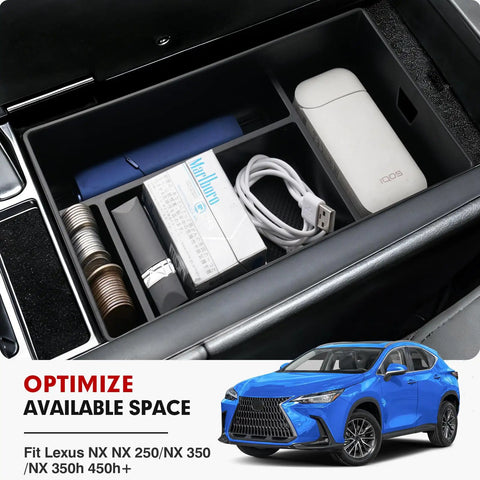 Center Console Organizer For Lexus NX 2022 2023 2024 2025 NX 250 NX 350 NX 350h NX 450h Plus With Anti Slip Mat installed with items