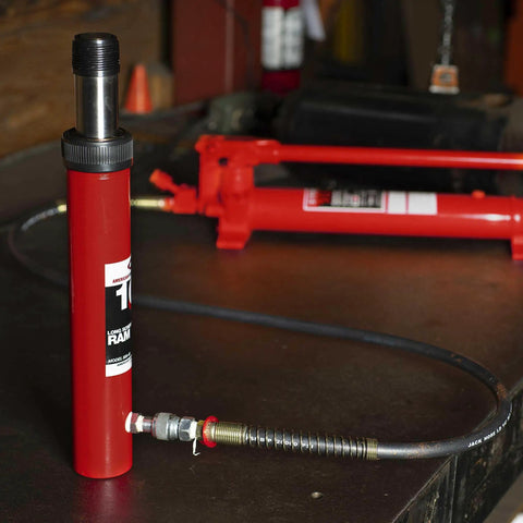 Top Shelf Ten Ton Mechanical Screw Jack Ram With Spring Return And Six Inch Stroke For Heavy Duty Industrial Lifting Pushing Pulling And Precision Alignment Work That Locks Down Hard