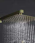 Brushed Gold Overhead Rain Shower System With 10 Inch Rain Head and Handheld, Premium Brass Faucet, SUS304 Stainless Steel