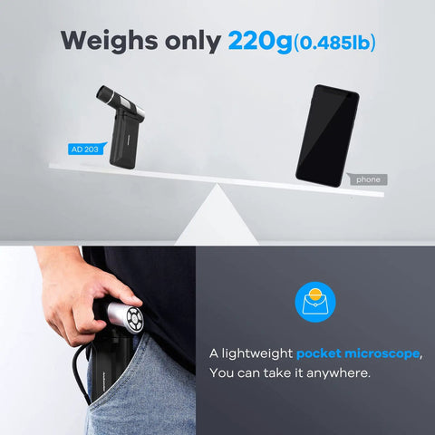 Handheld Digital Microscope With Built In LCD Screen Rechargeable Battery Portable Pocket Microscope For DIY Electronics Jewelry Soldering And Tiny Parts Inspection Anywhere In Your Home Workshop Or Field, 220g in hand
