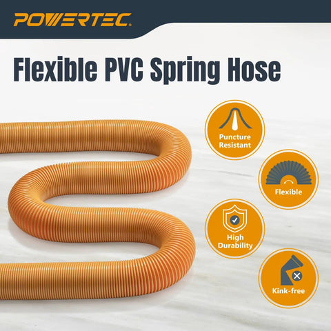 16 Foot Vacuum Hose Kit With Quick Change Adapters and Threaded Coupler for Dust Collection System, flexible PVC hose