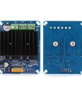Dual Channel H Bridge Motor Driver Board 5V To 12V 0 To 30A DC Motor Controller with heat sink, front and back view