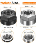 ER20 A M25 Collet Nut With Dynamic Balance Holes In 40Cr Alloy Steel, Black and Bright Silver Finish, Dimensions Labelled