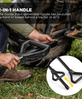 Close-up of a person attaching the handle of the Heavy-Duty Steel Utility Cart with 4 cu ft bed and 900 lb load capacity to a vehicle.