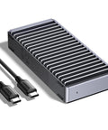 Slick Beast Mode M2 Nvme Enclosure For External Solid State Drives with USB-C cables, aluminum housing, and sleek design.