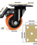 Dimensions of Beefy 3 Inch Heavy Duty Caster Wheels Set Of 4 With 1500 Lb Capacity, Low Noise Swivel Casters For Furniture, Workbenches, And Carts
