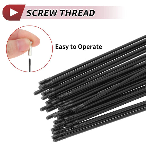 14G J Bend Bicycle Spokes 240mm Length With Nipples for MTB Wheels Black Steel 36 Pack Heavy Duty showing screw thread