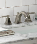 Concord FSC4688DL Widespread Bathroom Faucet With Pop Up Drain Slick Brushed Nickel Solid Brass Construction on marble sink