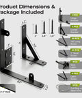 Anti Sag Gate Kit For Wooden Fence, Heavy Duty Gate Hardware With Welded Hinges, Corner Braces, Self Locking Latch, No Sag Fence Gate System For Outdoor Use; black steel kit, 0.12 in thick
