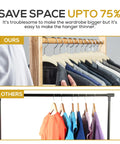 50 Pack Ultra Slim Velvet Closet Hangers Top Shelf Non Slip Felt Coat Jacket Dress Organizers Space Saving Closet Game Heavy Duty Swivel Hook Smooth Glide Ivory compared with standard hangers in closet organization.