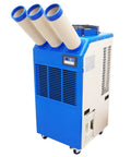 Heavy Duty Portable Air Conditioner 220V Industrial Cooling Unit 22178 Btu with triple flexible ducts and 14L water tank.