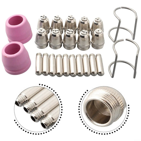 Premium Plasma Cutter Torch Consumables Kit For Cut60 And Lgk60 Machines Fits Ag60 SG55 Wsd60 Torches, includes tips, electrodes, and nozzles.