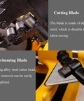 Close-up of heavy duty electric pipe threading machine cutting and trimming blades made of alloy steel for precise use.