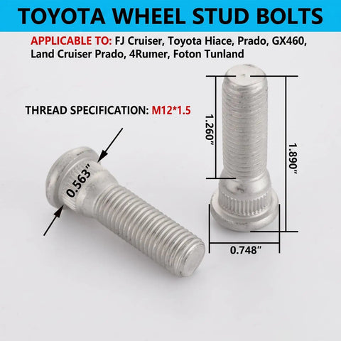 Premium Chrome Wheel Lug Stud And Nut Set For Toyota, 4 Pack Heavy Duty Steel Tire Screw Kit With Anti Rust Finish, M12x1.5 wheel stud bolts