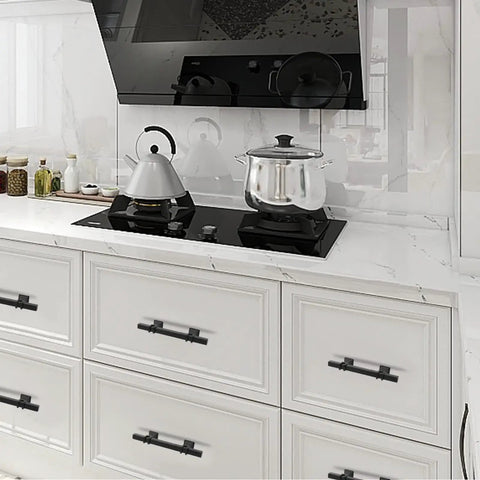 10 Pack 3 Inch Matte Black Cabinet Handles Square Tube Pulls For Cabinets And Drawers on modern kitchen drawers