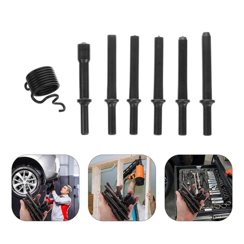Heavy Duty Air Rivet Tool Kit With Stainless Steel Bits For Professional Work Environments And DIY Projects Featuring Versatile Pneumatic Hammer Drift Set, black bits and spring