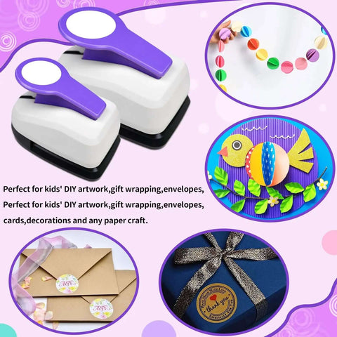 Dope Circle Hole Punch Kit For Scrapbooking And Card Making With Five Circle Sizes shown with DIY craft examples in the background.