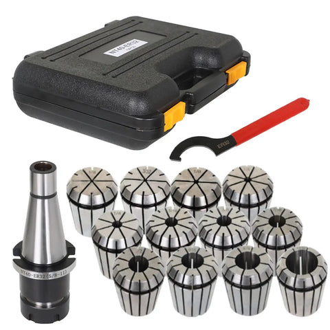 14 Piece ER 32 NMTB Forty Spring Collet Chuck Tool Holder Set With Box For CNC Engraving And Milling Lathe Machines Rock Solid Pro Grade Alloy Steel Accurate To 0.0005 Inch Includes Collets From One Sixteenth To Five Eighths Inch