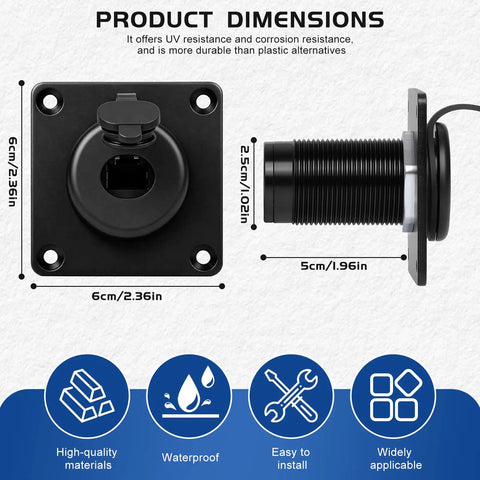 Dimensions of Wall Socket Pass Through Kit For Starlink Gen3 Gen4 Aluminum IP68 Waterproof RJ45 CAT6 Bulkhead Socket