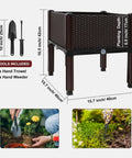 Elevated Two Box Raised Garden Bed With Drainage For Vegetables Herbs And Flowers, Plastic Planter Boxes, Easy Assembly, Sturdy Brown