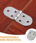 Stainless Steel Table Top Folding Hinges 2 Pack Heavy Duty Cabinet Hinge Set For Dining Tables And Furniture Hardware on wood surface
