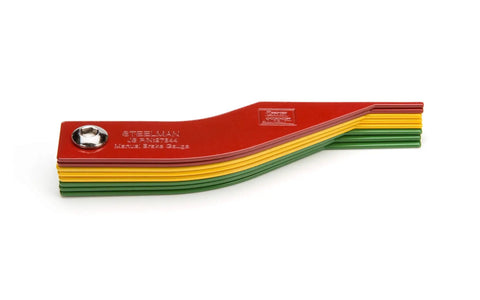 No Brainer 8 Piece Brake Lining Thickness Gauge Set With Color Coded Steel Blades For Disc And Drum Brake Pads in colorful display.