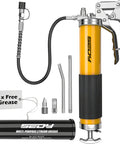 Heavy Duty Grease Gun Kit With Free 14oz Tube 8000 PSI Pistol High Pressure Lubrication Tool components displayed