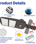 Ridiculously Bright 300W LED Parking Lot Light 42,000 Lumens At 5000K Slip Fitter Mount with dusk to dawn photocell and components.