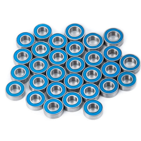 BRKRC steel blue ball bearings kit, 30 pcs, sizes 6x12x4mm and 5x11x4mm for RC trucks