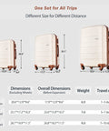 ABS hardside luggage set spinner wheels dimensions and sizes chart