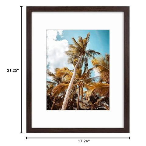 16x20 Picture Frame With Mat For 11x14 Pictures Vintage Brown Wide Molding High Definition Glass Preinstalled Wall Mount Go-To Setup And Quick Swap Perfect For Posters Prints And Photos