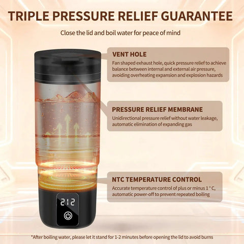 Travel Electric Kettle With Six Temperature Presets From 113 To 212 Fahrenheit, Portable Water Boiler with silicone base and digital display.