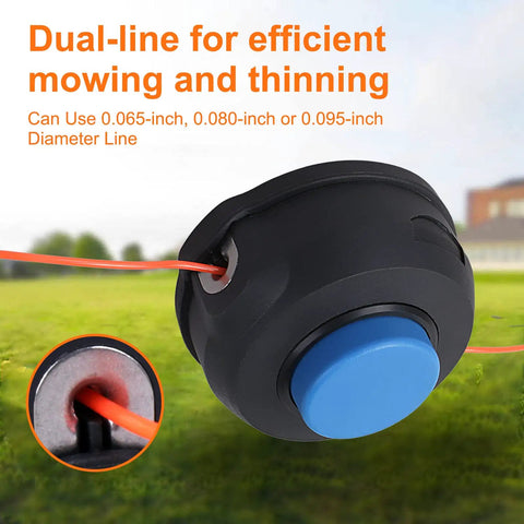 Two Pack 128LD Trimmer Head T25 Replacement for Husqvarna Weed Eater close-up showing dual-line feature