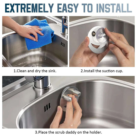 Smiley Face Stainless Steel Dish Sponge Holder With Suction Cup Silver Sink Caddy Organizer Storage for Kitchen Installation Steps