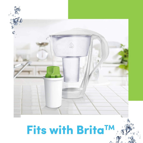 Alkaline Water Filter Cartridges 3 Pack BPA Free For Brita Pitchers And Other Brands on kitchen counter