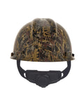 Front view of Hydro Dip V-Gard Cap Style Safety Hard Hat with Fas-Trac III Ratchet Suspension in oilfield camo design