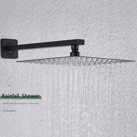 UMJIGF Led Digital Display Shower System Wall Mounted Concealed Shower Faucet Set Multifunction Matte Black Shower Combo Set with Shower Head, Handheld Shower, Waterfall Tub SPO,16 Inch rainfall shower head with water flowing down